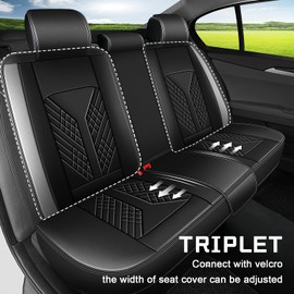 JIAMAOXIN Car Seat Covers Full Set Fit for 2016-2025 Honda Civic Sport,LX,EX,EX-L,Touring,Hybrid,EX-T,LX-P,Sport Touring: Waterproof Leather Seat Cushions Automotive 5 Seat Covers Set（Black&Gray）