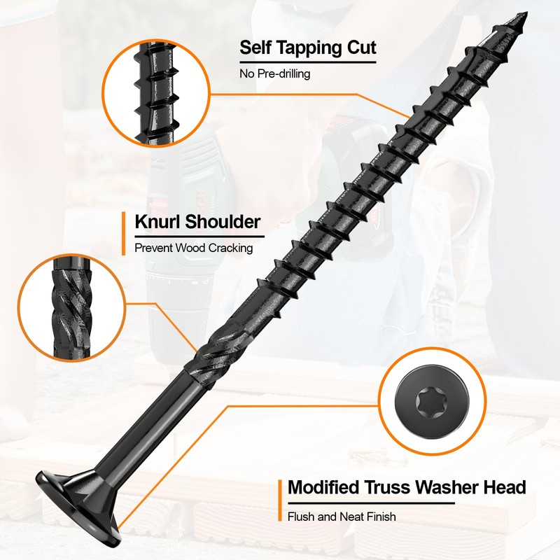 #10 x 4” Deck Screws, 500Pcs Star Drive Wood Screws,