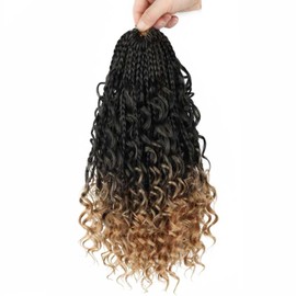 8 Packs Goddess Bohemian Box Braids Crochet Hair Curly Ends 14 Inch Boho Box Braid Hair for Women (T27 14 inch 8 pack)
