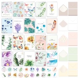 Decorably 20 Pack Foiled & Glittery Boxed Sympathy Cards with Envelopes & Stickers, Textured Sympathy Cards for Loss of Loved One Printed Message Inside, 5x7in Sympathy Card Packs with Envelopes