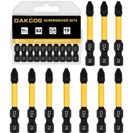 DAKCOS PZ2 Bit Long, Torx Bit PZ2, Bit Assortment from S2, Screwdriver Bit 1/4 Inch Hex Shank (Length: 50 mm, Pack of 10)