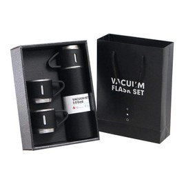 GENR Termo con taza incluida para té y Café de Acero Inoxidable, botella aislada al vacío con tapa incorporada a prueba de fugas de 500 ml con tazas, 