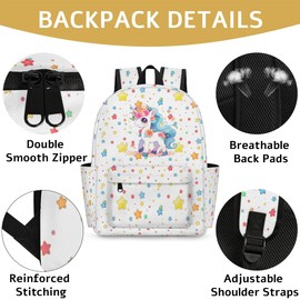 XIOBODR Toddler Backpack for Age 3 to 6 Years Old, Kids Backpack 15 inch School Bag for Preschool or Kindergarten, Lovely Unicorn Blue Flower