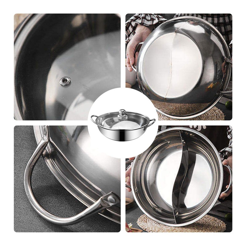 Futchoy 1 Pcs Stainless Steel Hot Pot 4L Round Hot