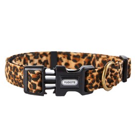 YUDOTE Dog Collars, Adjustable Pet Collars for Small Medium Large Dogs and Puppies, Leopard Pattern, Skin-Friendly Flocking, Well Made, Soft & Comfy