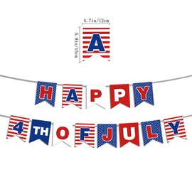 Happy 4th of July Banner for Independence Day Party Decor Red White and Blue Fourth of July Patriotic Party Celebrations Supplies for Memorial Day Durable Polyester Yard Decoration Banner