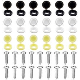 DSFSAEG 36Pcs Screws And Caps for Car Number Plate License Plate Car registration, 18Pcs Caps & 18Pcs Screws Car Number Plate Fixing Kit White Yellow & Black Caps