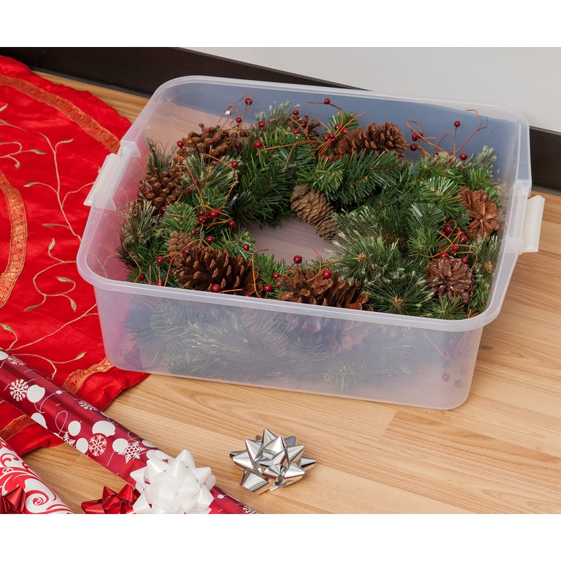 IRIS USA 33 Qt. Holiday Wreath Storage Container Box with