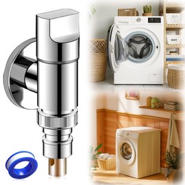 FULHANY Tap for Washing Machine - 1/2 and 3/4 Device Valve - Device Valve Washing Machine - Washing Machine Tap Made of Stainless Steel with Automatic Shut-off Valve for Washing Machines Hose