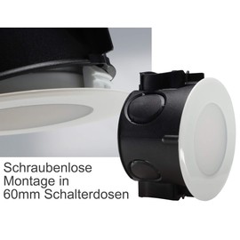 ChiliTec LED Recessed Stair Light 230 V Step Light for Flush-Mounted Sockets 2 Watt 230 Lumen Light for 60 mm Flush-Mounted Sockets Step Lighting Screwless Installation Warm White