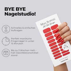Original Miss Sophie UV Gel Nagelfolien Lipstick Red UV I 20 UV Gel Nagellack-Streifen einfarbig I F√ºr Finger- & Fu√ün√§gel