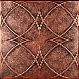 À LA MAISON CEILINGS R82 Circles and Stars Foam Glue-up Ceiling Tile (21.6 sq. ft./Case), Pack of 8, Antique Copper