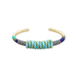 Kendra Scott Masie 14k Gold-Plated Cuff Bracelet in Mint Mix Paracord, Medium/Large