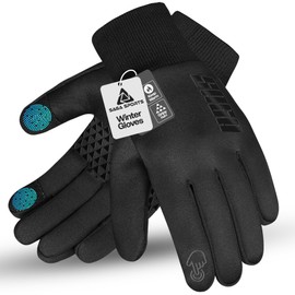 SAGA SPORTS Winter Gloves Men | Water-Resistant Mens Gloves for Cold Weather with Touchscreen, Anti-Slip Grip | Warm, Unisex, Lightweight Thermal Gloves for Cycling, Running, & Outdoor Activities