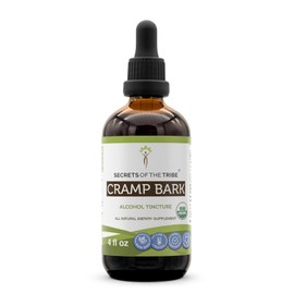 Secrets of the Tribe Cramp Bark USDA Organic | Alcohol Extract, High-Potency Herbal Drops | Made from 100% Certified Organic Cramp Bark (Viburnum Opulus) Dried Bark 4 oz