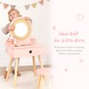 OOOK Kids Vanity Table and Chair Set, Pink Girls Vanity