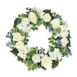 Puleo International 26" Artificial Peony Hydrangea & Rose Floral Spring Wreath