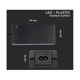 LEDLUX CV7247 Transformer Power Supply 24V 2.5A 60W with House Plug AC220V to DC 24V IP44, Black
