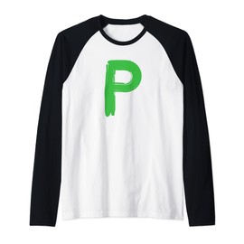 Creative Bold Green Letter P - Design Alphabet - Marker Raglan Baseball Tee