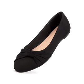 MaxMuxun Women Pregnant Walking Casual Slip-on Bow-tie Ballet Ballerina Pumps Dolly Shoes Black After Party Flats Size 6 UK / 39 EU