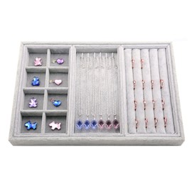 Oirlv Velvet Drawer Jewlery Organizer Tray Watch Rings Display Showcase (Multifunction,14x9.5inch)