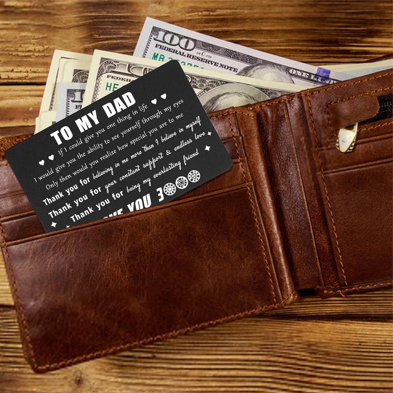 Jzxwan Black Dad Card for Birthday, Best Dad Gifts for