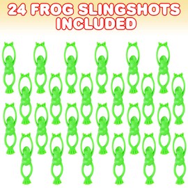 ArtCreativity Stretchy Frog Slingshot Toys, Set of 24, Sling Shot Animal Toys for Kids, Outdoor Shooting Toys for Boys and Girls, Fun Zoo Birthday Party Favors, Animal Goodie Bag Fillers
