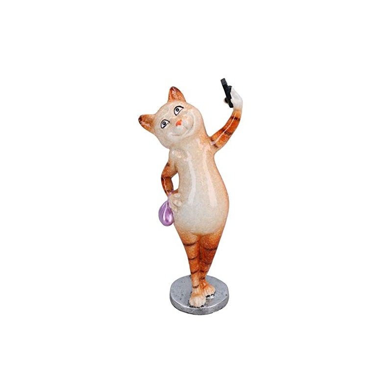 AB Tools Ginger Slim Cat Taking Selfie Picture Ornament Statue