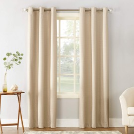 Sun Zero Cooper Thermal Insulated Room Darkening Grommet Curtain Panel, 40" x 63", Linen