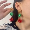 Christmas Bow Earring Cute Green Christmas Bow Earrings Dangle Holiday