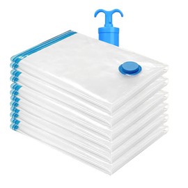 NXANZ Vacuum Storage Bags clothing storage bags Hand-Pump Included, Airtight Compression Bags (6 Pcs Small))