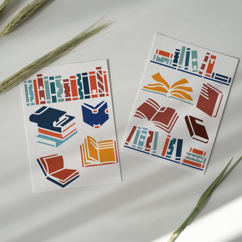 FINGERINSPIRE 4PCS Book Stencils for Painting 15x15cm Plastic PET Collection