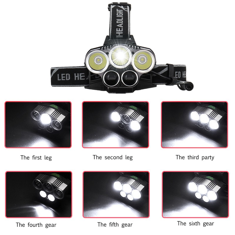 Rechargeable LED Headlamp Adjustable Angle Head Flashlight Bike Light Fishing