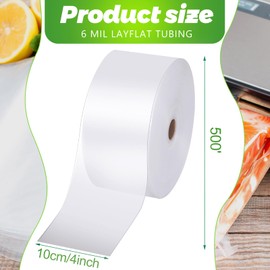 PerKoop LDPE Poly Tubing Roll 6 Mil, Candy Lei Tubing Roll Plastic Tube Bulk for Packing, Moving and Storage(4 Inch Wide x 500' Long)