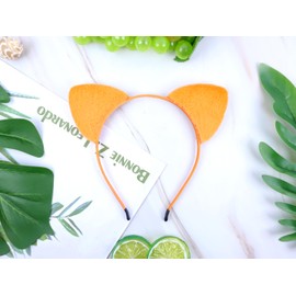 Bonnie Z. Leonardo Fine Velvet Cat Ears Headband Orange-CA