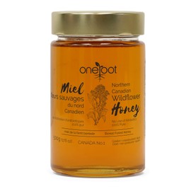 OneRoot Natural Wildflower Honey - 1.1 lbs / 500g, Pure Canadian Boreal Forest - Unpasteurized, Minimally Filtered & Single-Source - Rich in Enzymes & Antioxidants - Raw Liquid Honey