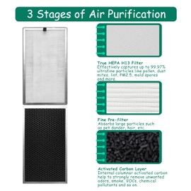 Asheviller Replacement Filter, Compatible with 112 V2.0 Air Purifier,3 in 1 Pre-filter, H13 True HEPA Filter and Activated Carbon Filter, 4 Pack