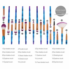 20pcs Makeup Brushes Set Eye Shadow Foundation Concealer Powder Eyebrow Eyeliner Eyelashes Lip Makeup Brushes Blending Cosmetic Beauty Tool Kit (20 BROWN/TRQ BRUSHES)