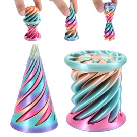 2pcs Impossible Pyramid Passthrough Fidget Toy, Multicolor Spiral Cone Cylinder Fidget Toy Plastic Impossible Cone Fidget Toy 3D Printed Fidget Toys for Pressure Alleviation