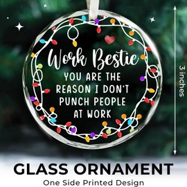 Work Besties Gifts for Women - Coworkers Gifts for Christmas - Coworker Christmas Ornament 2025 - Work Friends Gift for Women - White Elephant, Secret Santa Gift Ideas - Glass Ornament 2025