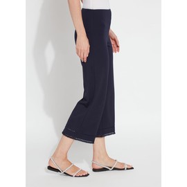 Lyssé Sienna Wide Leg Cropped Pants – Drapey Ponte Pants and Cropped Pants for Women (True Navy, Small)