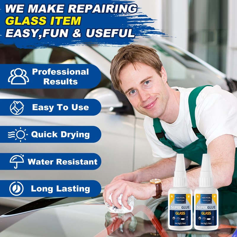 Glass Glue, 100g Ultra Strong Clear, Waterproof & Fast Super
