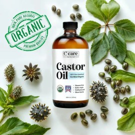 Aceite De Ricino 100 Puro, Orgánico, Prensado En Frío, Sin                                                                                            