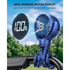 KIDEE Portable Baby Stroller Fan, Mini Baby Clip on Fans, LED Display, 360° Rotate Flexible Tripod, Rechargeable Small Personal Handheld Fans Cooling Desk Fan for Car Seat Crib Treadmill Travel