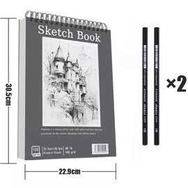 Mmaxboss Cuaderno A4+ De Boceto Y Dibujo 200 Páginas Blank Sketchbook, Cuaderno de bocetos con cubierta de polietileno Cuaderno de bocetos para dibujar de 30.5x22.9cm, bloc de dibujo, sin ácidos (Gris)