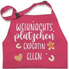 Geschenk mit Namen personalisiert by Shirtracer - Children's Apron for Boys and Girls - Christmas Apron - Christmas Cookie Expert, 1 Pink
