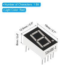 PATIKIL 5pcs Common Anode 7 Segments 10 Pin 1 Bit 2.1V 14mm Digit Height LED Display Module for Electronic Driver Board Red