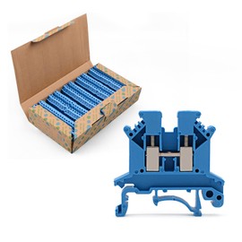 GUETNEU Blue UK-2.5B Rail Type Terminal Block Voltage and Current Safety Ground Terminal Block 690V 32A 2.5 Square mm 100 Pack
