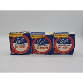 BALL 3 Vintage Good Luck Ball Jar Rubbers Gaskets Canning Ring Split Tab Regular