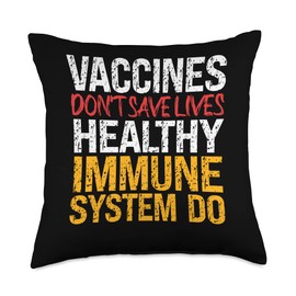 Complex Network Of Cells Or Healthy Body Lover Vaccines Don't Save Lives Protection Body Organs Throw Pillow, 18x18, Multicolor